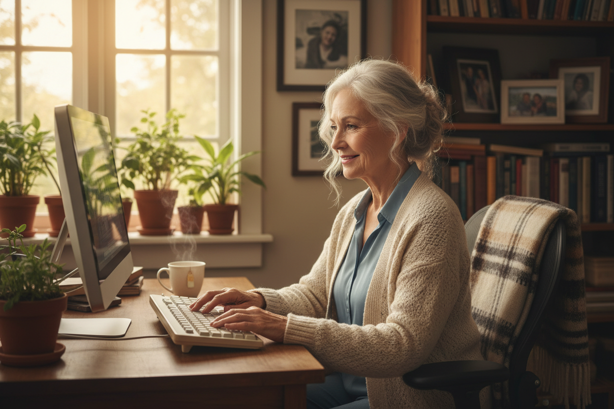 Older lady on her computer